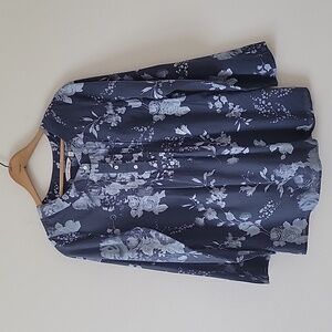 Soft Surroundings Blue Floral Henley Popover Tunic Size XS